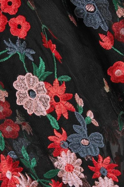 Shop Maje Jamie Embroidered Tulle Midi Skirt In Black