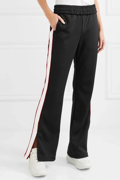 Shop Off-white Striped Satin-jersey Track Pants In Black