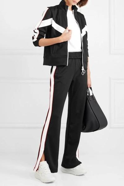 Shop Off-white Striped Satin-jersey Track Pants In Black