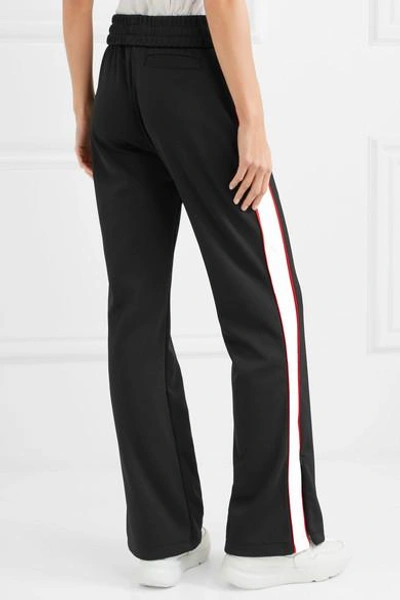 Shop Off-white Striped Satin-jersey Track Pants In Black