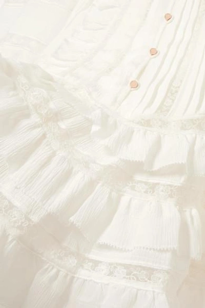 Shop Zimmermann Whitewave Lace-paneled Silk-blend Georgette Mini Dress