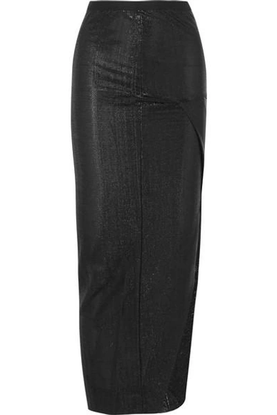 Shop Rick Owens Lamé Maxi Skirt In Black