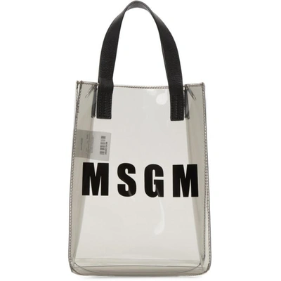 Shop Msgm Grey Mini Vinyl Plastic Shopper Tote