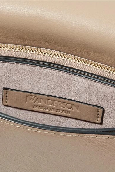 Shop Jw Anderson Latch Textured-leather Shoulder Bag In Mushroom