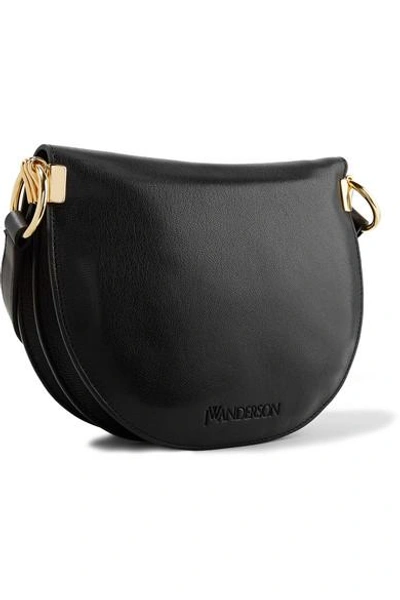 Shop Jw Anderson Latch Textured-leather Shoulder Bag In Black