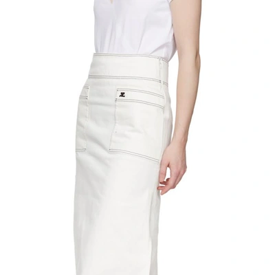 Shop Courrèges White Midi Denim Skirt