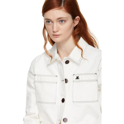 Shop Courrèges White Denim Four-pocket Jacket