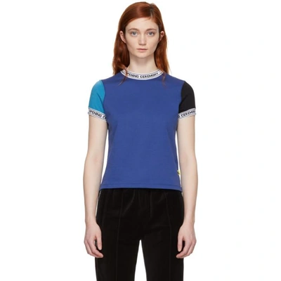 Shop Opening Ceremony Blue Banded Neck T-shirt In 4203 Railro