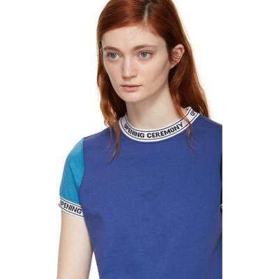 Shop Opening Ceremony Blue Banded Neck T-shirt In 4203 Railro