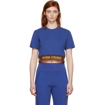 Shop Opening Ceremony Blue Elastic Logo Cropped T-shirt In 4203 Railro