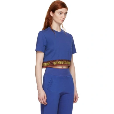 Shop Opening Ceremony Blue Elastic Logo Cropped T-shirt In 4203 Railro