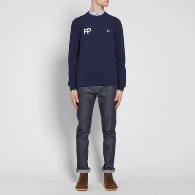 Shop Fred Perry Logo Sweat In Blue