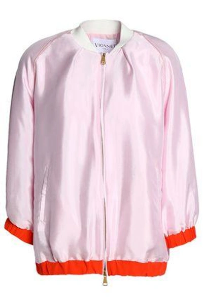 Shop Vionnet Woman Silk-satin Bomber Jacket Baby Pink
