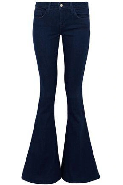 Shop L Agence Woman Mid-rise Flared Jeans Dark Denim