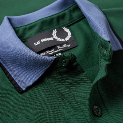 Shop Raf Simons Fred Perry X  Contrast Collar Pique Polo In Green