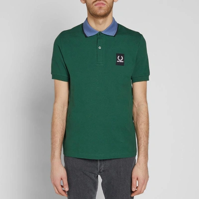 Shop Raf Simons Fred Perry X  Contrast Collar Pique Polo In Green