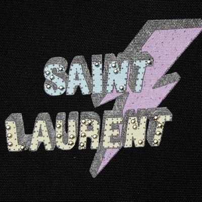 Shop Saint Laurent Vintage Print Pocket City Backpack In Black