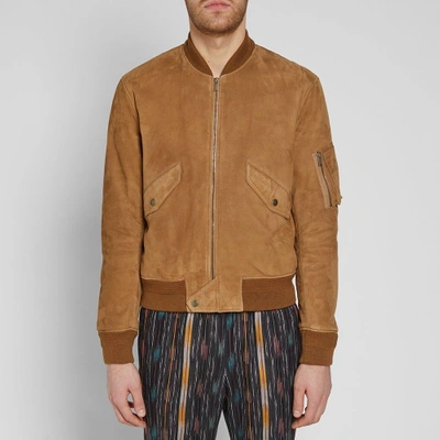 Shop Saint Laurent Suede Ma-1 Bomber Jacket In Brown