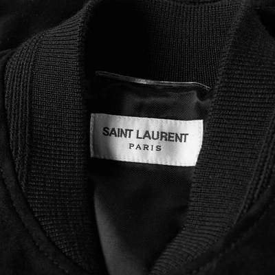 Shop Saint Laurent Suede Ma-1 Bomber Jacket In Black