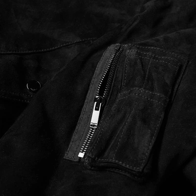 Shop Saint Laurent Suede Ma-1 Bomber Jacket In Black