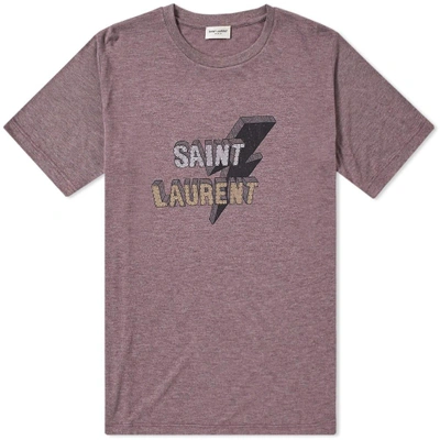 Shop Saint Laurent Vintage Lightning Print Logo Tee In Purple