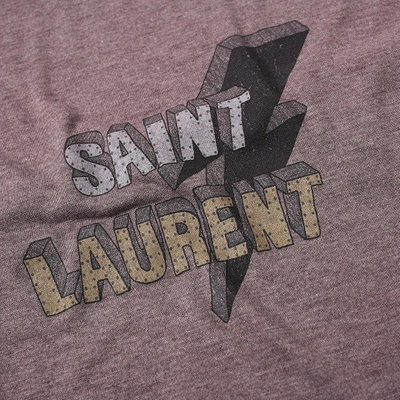 Shop Saint Laurent Vintage Lightning Print Logo Tee In Purple