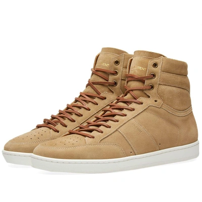 Shop Saint Laurent Sl-10 High Sneaker In Brown