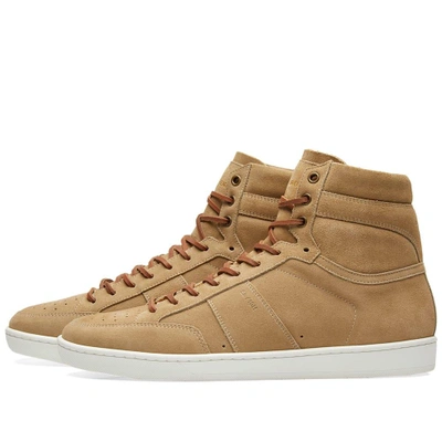 Shop Saint Laurent Sl-10 High Sneaker In Brown