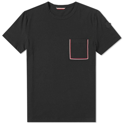 Shop Moncler Tricolour Taping Pocket Tee In Black