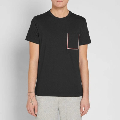 Shop Moncler Tricolour Taping Pocket Tee In Black