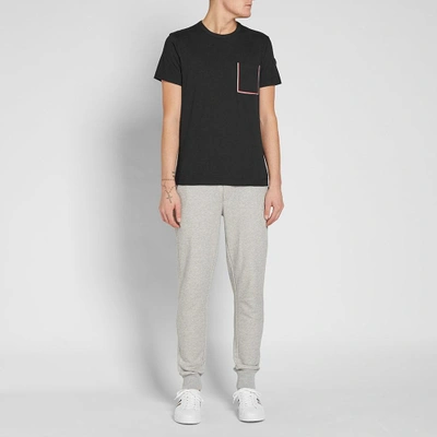 Shop Moncler Tricolour Taping Pocket Tee In Black