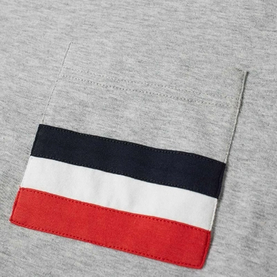 Shop Moncler Tricolour Taping Pocket Tee In Grey