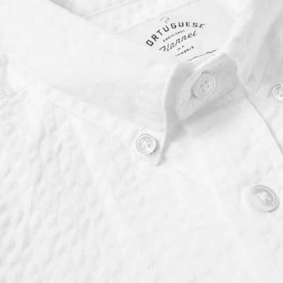 Shop Portuguese Flannel Short Sleeve Atlantico Seersucker Shirt In White