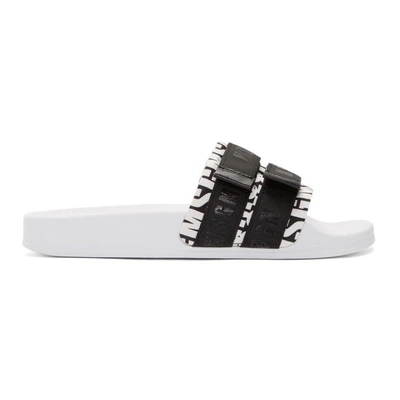 Shop Msgm Black And White Suede Twin Logo Band Sneakers In 100.blk.wht