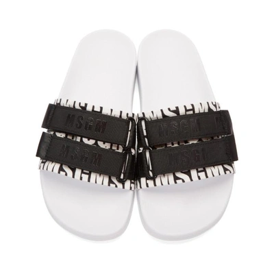 Shop Msgm Black And White Suede Twin Logo Band Sneakers In 100.blk.wht