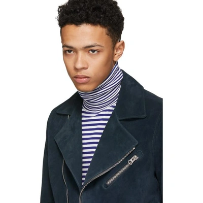 Shop Acne Studios Green Suede Axl Leather Jacket In Carbon Gry