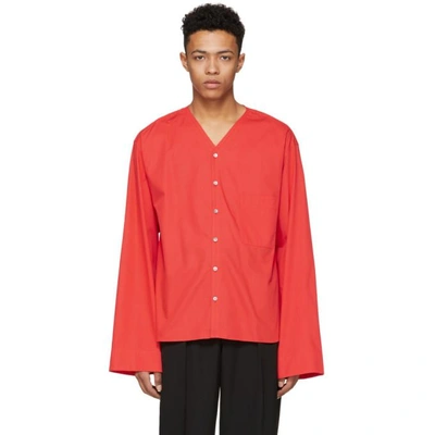 Shop Lemaire Red V-neck Shirt In 344.verm