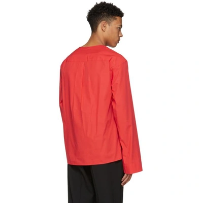 Shop Lemaire Red V-neck Shirt In 344.verm