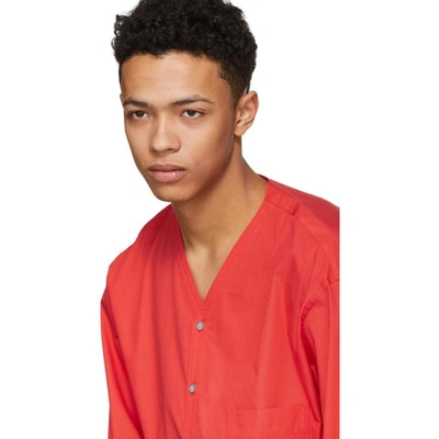 Shop Lemaire Red V-neck Shirt In 344.verm