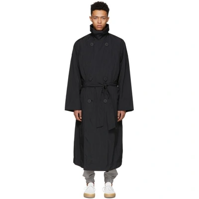 Shop Issey Miyake Men Black Oversized Taffeta Trench Coat In 15 Black