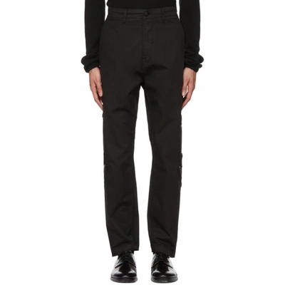 Shop Stone Island Shadow Project Black Zipped Up Trousers In V0029 Black