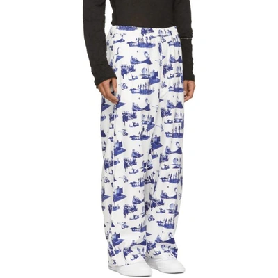 Shop Name . White And Blue Space Pyjama Trousers In 01.wht.blu