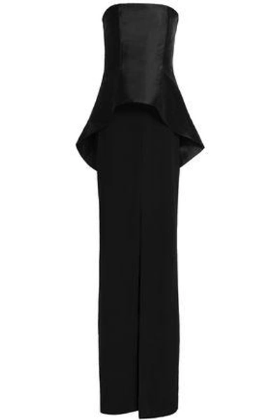 Shop Solace London Woman Strapless Faille-paneled Crepe Gown Black