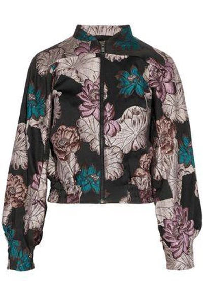 Shop Co Woman Metallic Floral-brocade Jacket Black