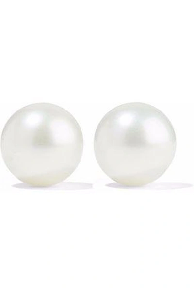Shop Kenneth Jay Lane Woman Silver-tone Faux Pearl Earrings White