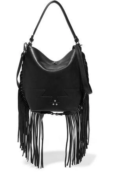 Shop Jérôme Dreyfuss Woman Mario Fringed Leather Shoulder Bag Black