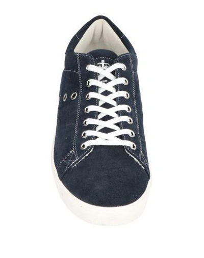 Shop Leather Crown Sneakers In Dark Blue