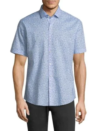 Shop Zachary Prell Defazio Cotton Shirt In Ice Blue