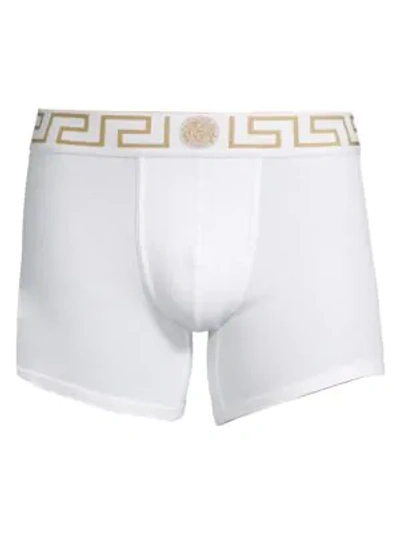 Shop Versace Men's Iconic 2-pack Long Trunks In Black Gold