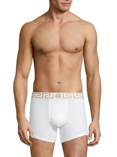 Shop Versace Men's Iconic 2-pack Long Trunks In White